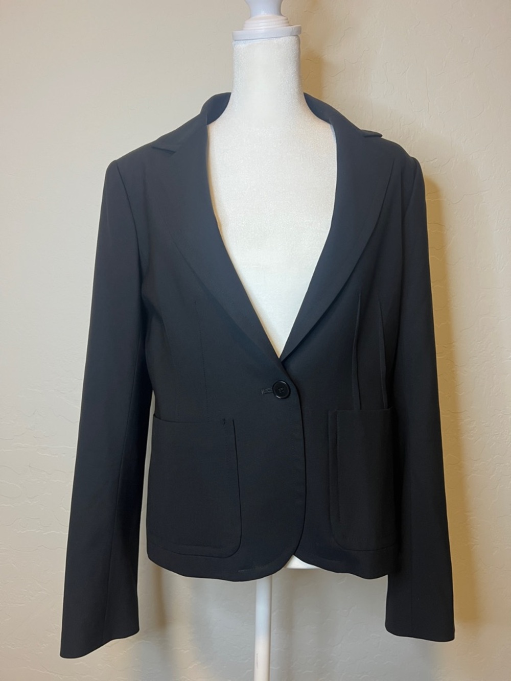 Theory Black Relleo Single-Button Black Wool Career Tailored Slim Fit Blazer